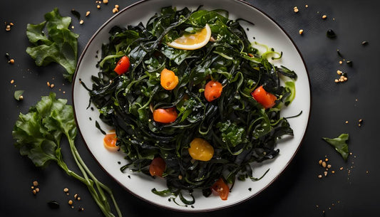 Seaweed Salad with dark background