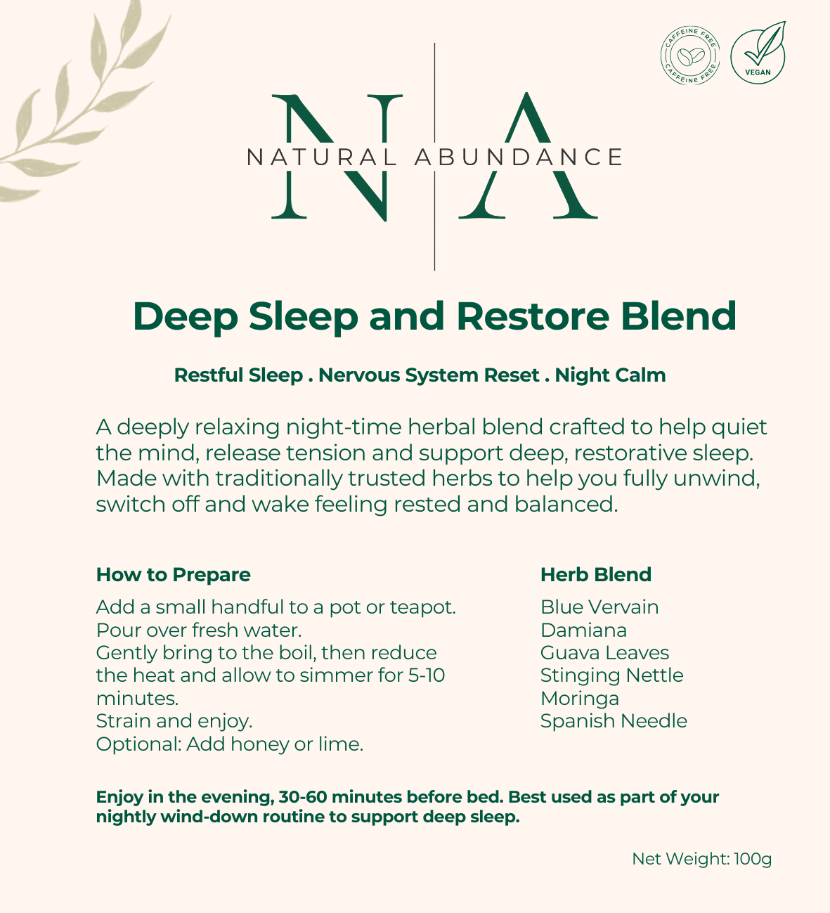 Deep Sleep and Restore Herbal Tea Blend